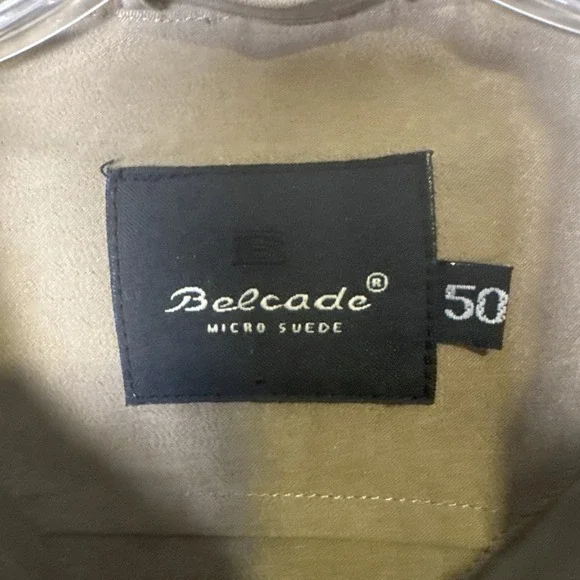 Belcade Mens Tan Microsuede Trench Coat EU 50 US 40 Excellent Condition